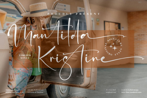 Mantilda Kristine Font: A Script Typeface for Creative Product Makers